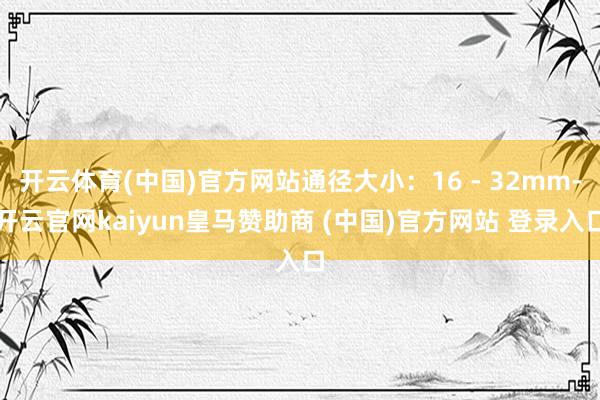 開云體育(中國)官方網站通徑大?。?6 - 32mm-開云官網kaiyun皇馬贊助商 (中國)官方網站 登錄入口